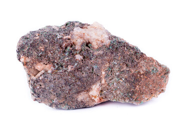 stone macro mineral malachite on a white background