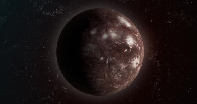 Titania moon, natural satellite of Uranus planet, in the outer space