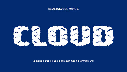Alphabet set of symbols in the form of cartoon cloud. Easy editable soft colored vector illustration in EPS10.