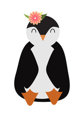 Vector illustration of a cute penguin on white background
