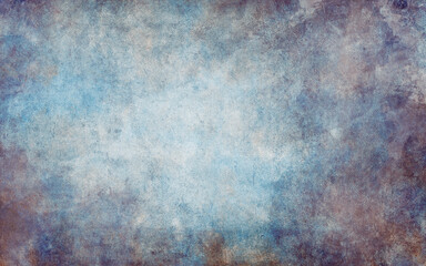 Old paper background illustration with soft blurred watercolor texture. Template for design. Grunge. Handmade textured backdrop. Dirty aged surface. Blue.