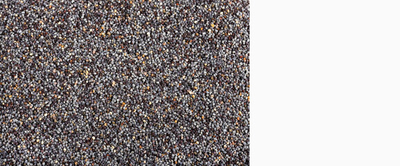 Organic poppy seeds - Papaver somniferum. Top view
