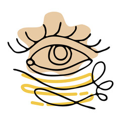 Hand drawing abstract female eye line art isolated on white background. Modern vector illustration with geometric shapes.