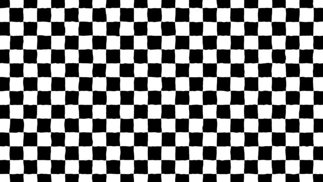Diseño  geometrico de cuadrados en blanco y negro, con movimiento ondulante de efecto calor