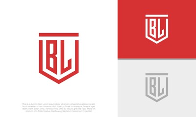 Initials BL logo design. Initial Letter Logo. Shield logo.	
