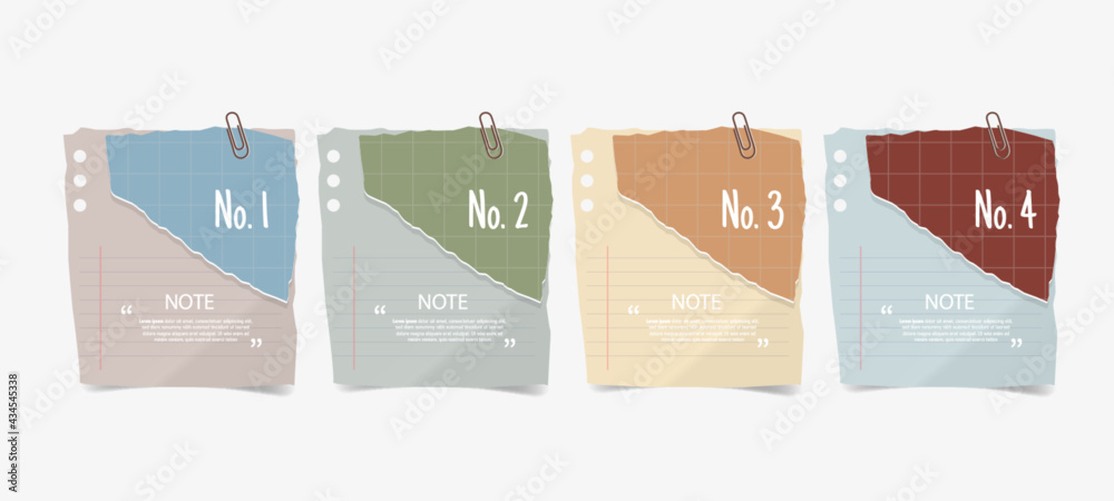 Poster text box design template with notepapers sticker design element.