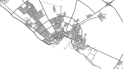 Urban vector city map of Yanbu, Saudi Arabia, Middle East