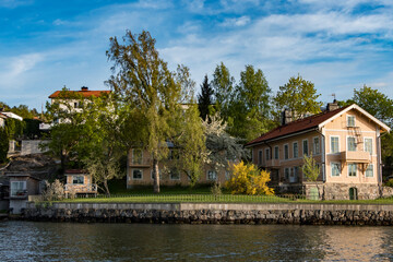 Fototapeta na wymiar Stockholm, Sweden Houses in the neighbourhood of Malarhojden.