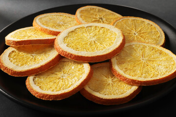 Fototapeta na wymiar Frozen and dried orange slices