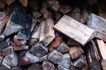 Chopped wood packed neatly