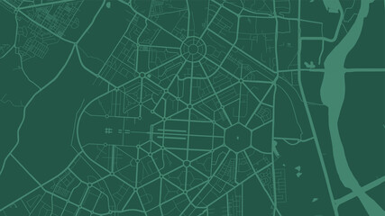 Green Delhi city area vector background map, streets and water cartography illustration.