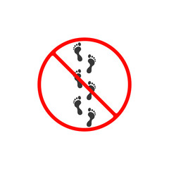 No footprint vector icon. Flat No footprint sign isolated on a white background