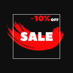Special offer with a 10% discount. Big sale on black background.Element for marketing and commerce. Modern banner design for successful sale of goods at reduced prices. Vector isolated EPS