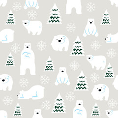 cute polar bears seamless pattern background © focus_bell