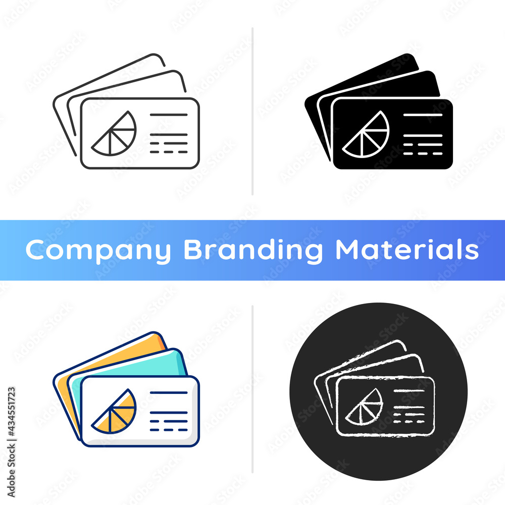 Sticker branded business card icon. cards bearing business information about company. spreading information 