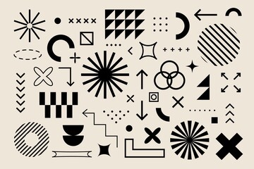 Abstract geometric elements bauhaus swiss style. Brutalism bold geometry shapes, vector digital graphic design