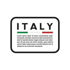 Text box with the flag of Italy on white background.