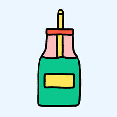 a bottle with a nasal drops.Cold dropper.Dietary supplements for health care. Surreal medications.Hand drawn pencil style.baby medicine sticker.Allergy and cough syrup medicine.