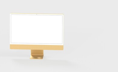 Realistic new flat screen computer monitor 3d style mockup with blank screen isolated 3d