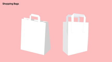 Shopping Bags. Vector isolated illustration of two white paper shopping or take away bags