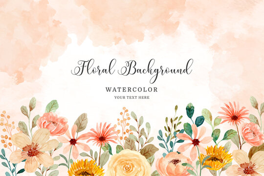 Watercolor flower garden background