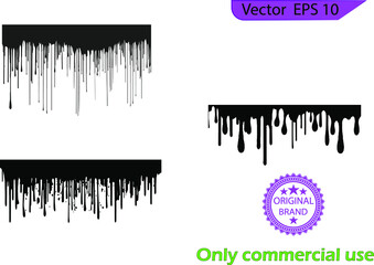 Dripping paint drips background. Excellent drips illustration. Collection of dripping brush stroke paints.	Transparent background
