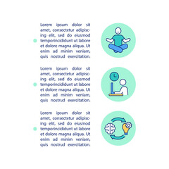 Work life balance concept line icons with text. Work efficiency. PPT page vector template with copy space. Brochure, magazine, newsletter design element. Mindfulness linear illustrations on white