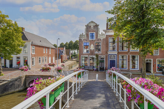 View of the center of the picturesque town of Dokkum in the Netherlands.