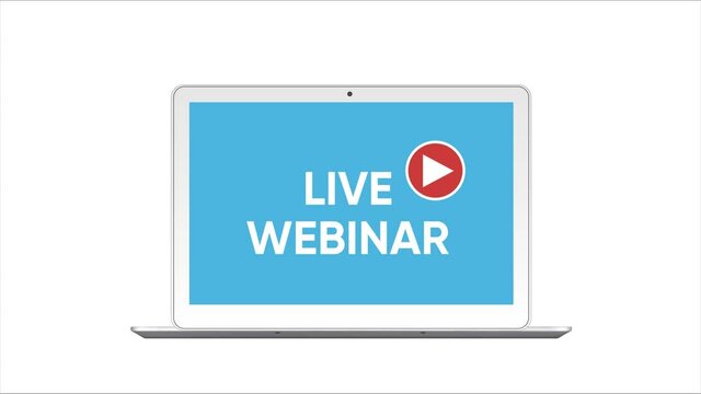 Live webinar concept no laptop screen. Can be used for business concept. 4k animated