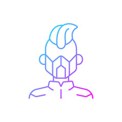 Mask gradient linear vector icon. Cyborg man. Person from dystopian future. Cyberpunk movie, sci fi game. Thin line color symbols. Modern style pictogram. Vector isolated outline drawing