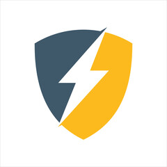 shield with electric logo design template icon vector