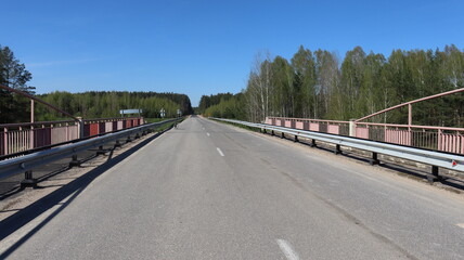 bridge road with traffic symbols in Belarus