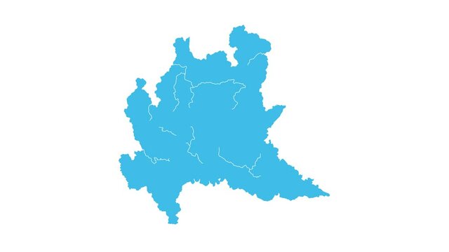 Lombardy region showing up intro with provinces - 4k animated video graphic