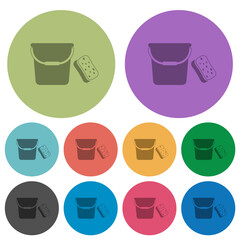 Bucket and sponge color darker flat icons