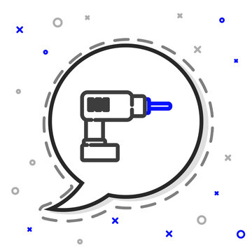 recommend clip art: Line Electric drill machine icon isolated on white background. Repair tool. Colorful outline concept. Vector Illustration