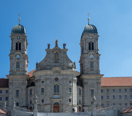 Fototapeta na wymiar Facade of the historic cloister of Einsiedeln, Switzerland