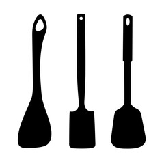 Kitchen spatula logo in vector.Kitchen spatula vector illustration top view.Icons of a set of kitchen shovels in a vector.