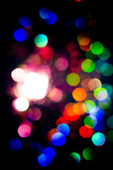 Night colorful city light black overlay background. Glow defocused, holographic bokeh ray wallpaper