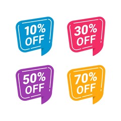 Sale discount icons set with different price and colors flat vector design