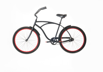 Fototapeta premium Black Beach Cruiser isolated on white background