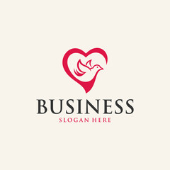 Bird Love Romance Logo Design
