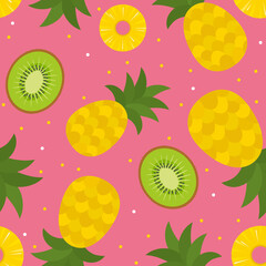 summer fruit seamless pattern. backdrop with cut slices on a white background.
