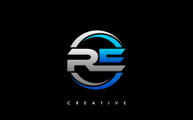 RE Letter Initial Logo Design Template Vector Illustration - obrazy, fototapety, plakaty