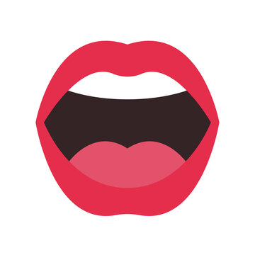 Mouth icon. Lips that open their mouth until they see teeth and tongue inside the mouth.