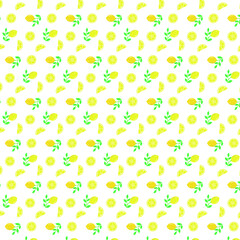 爽やかなレモンのパターン　lemmon art  pattern