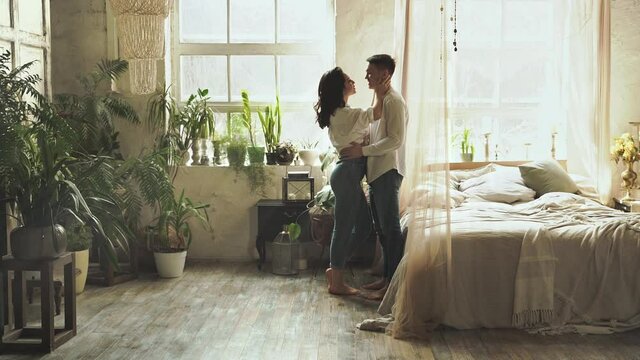Young couple spending time together in their beautiful house