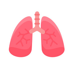Lung icon. Lungs help to breathe oxygen into the human body. Body care concept