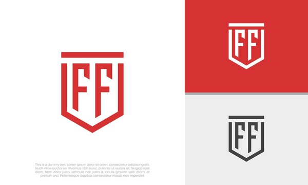 Initials FF logo design. Initial Letter Logo. Shield logo.	