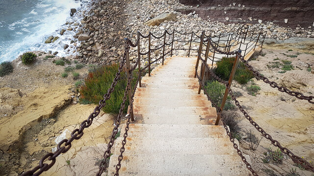 Stairs in the cliffs of Saint Mandrier sur Mer, South of France