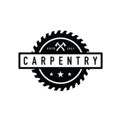 circular saw carpentry woodworking logo design inspiration